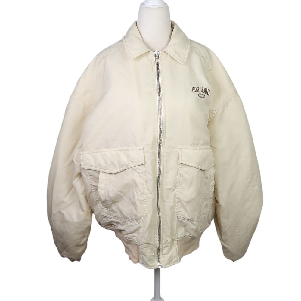 BDG Urban Outfitters cream puffer windbreaker bomber jacket Womens XL